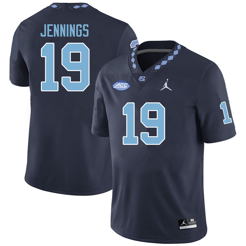 Men #19 Bryson Jennings North Carolina Tar Heels College Football Jerseys Sale-Navy